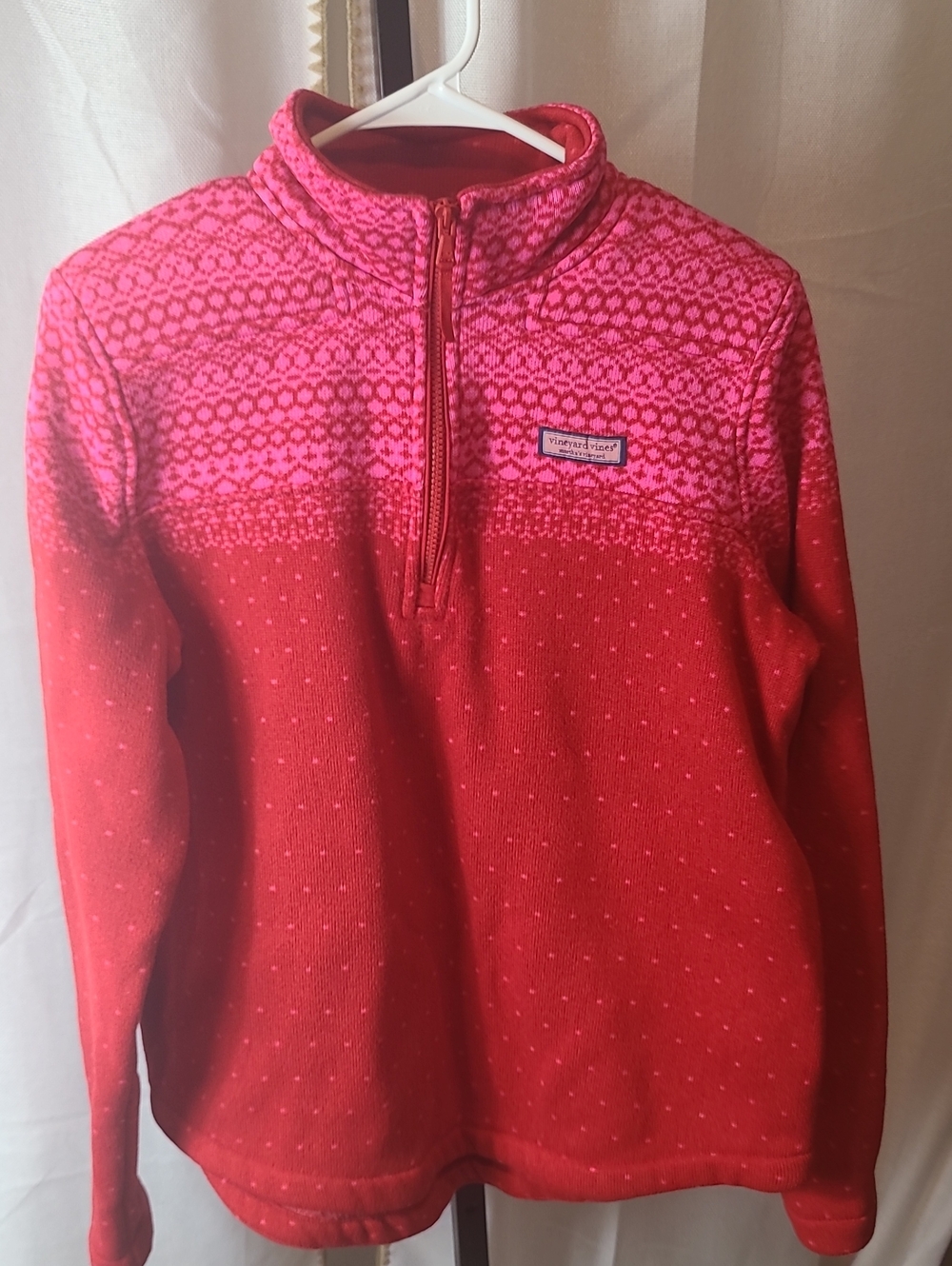 Vineyard Vines Sweater Sheep Shirt. Womens Red  Quarter Zip  Size LARGE